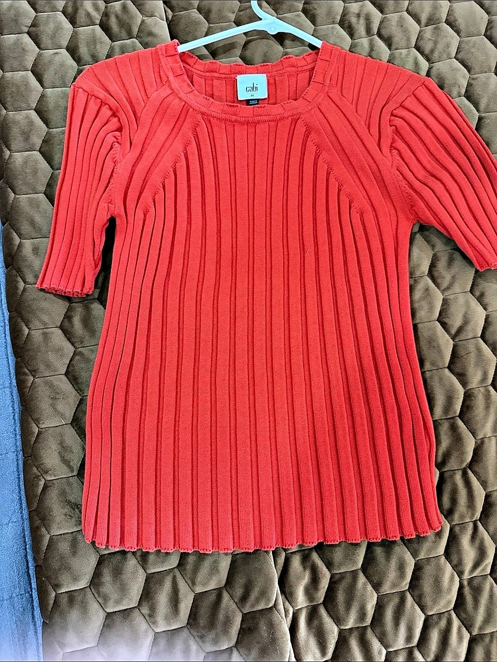 Cabi orange Pullover Ribbed Crew Neck Red Medium